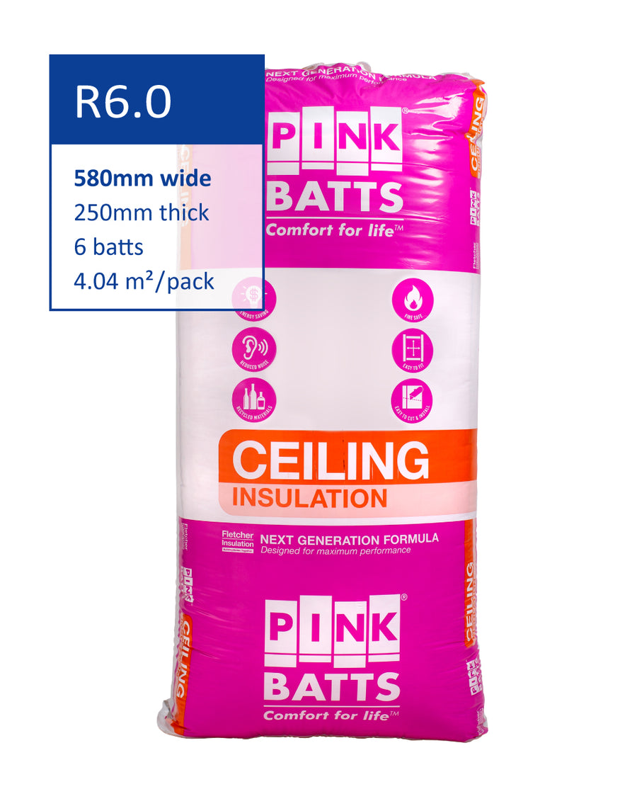 R6.0 Pink Batts Glasswool Ceiling Insulation