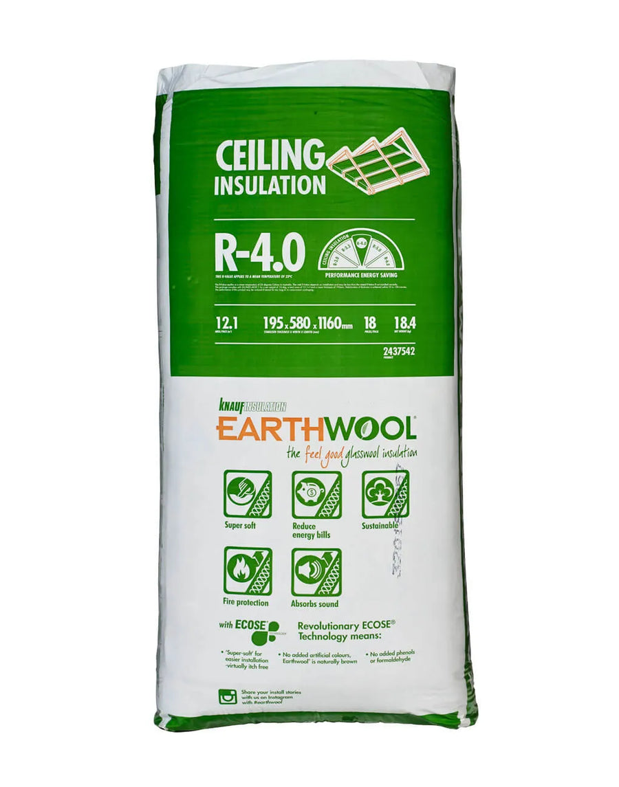 R4.0 Knauf Earthwool Ceiling Insulation Batts