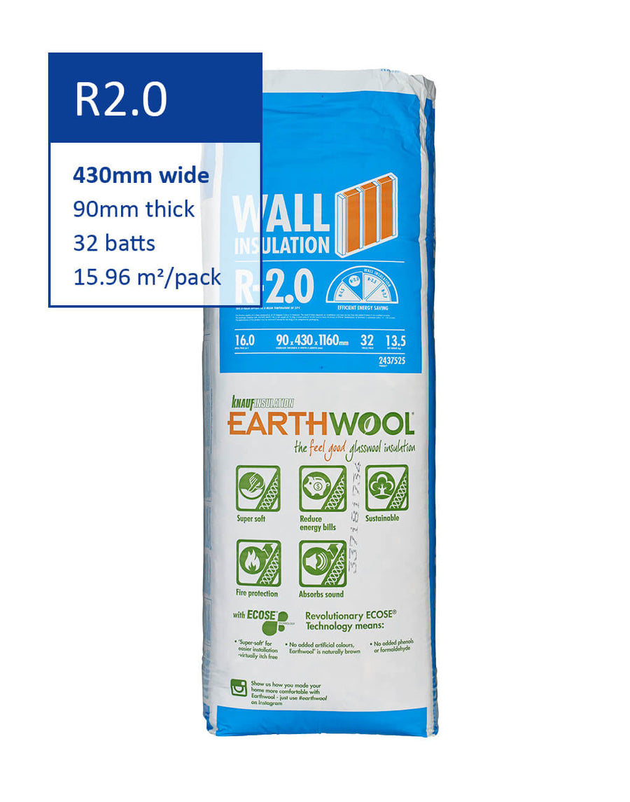 R2.0 Knauf Earthwool Thermal Wall Insulation Batts