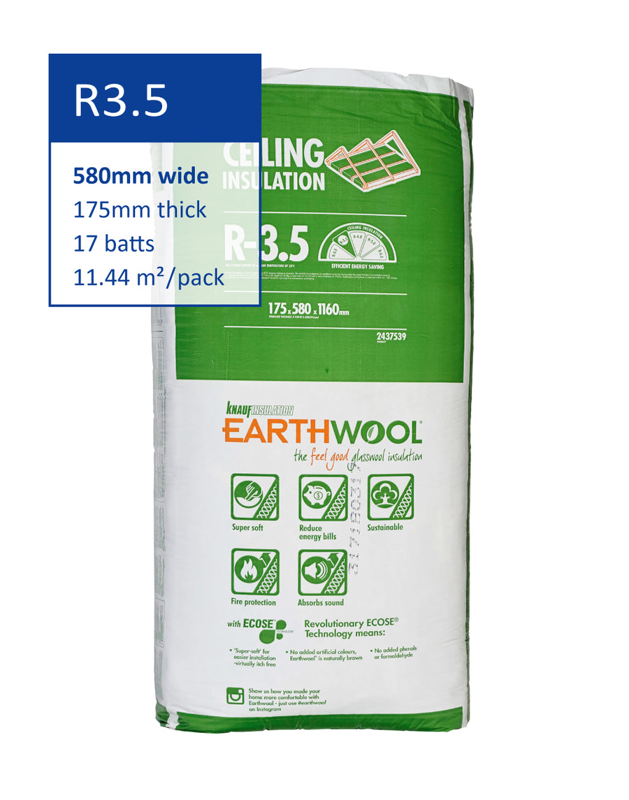R3.5 Knauf Earthwool Ceiling Insulation Batts