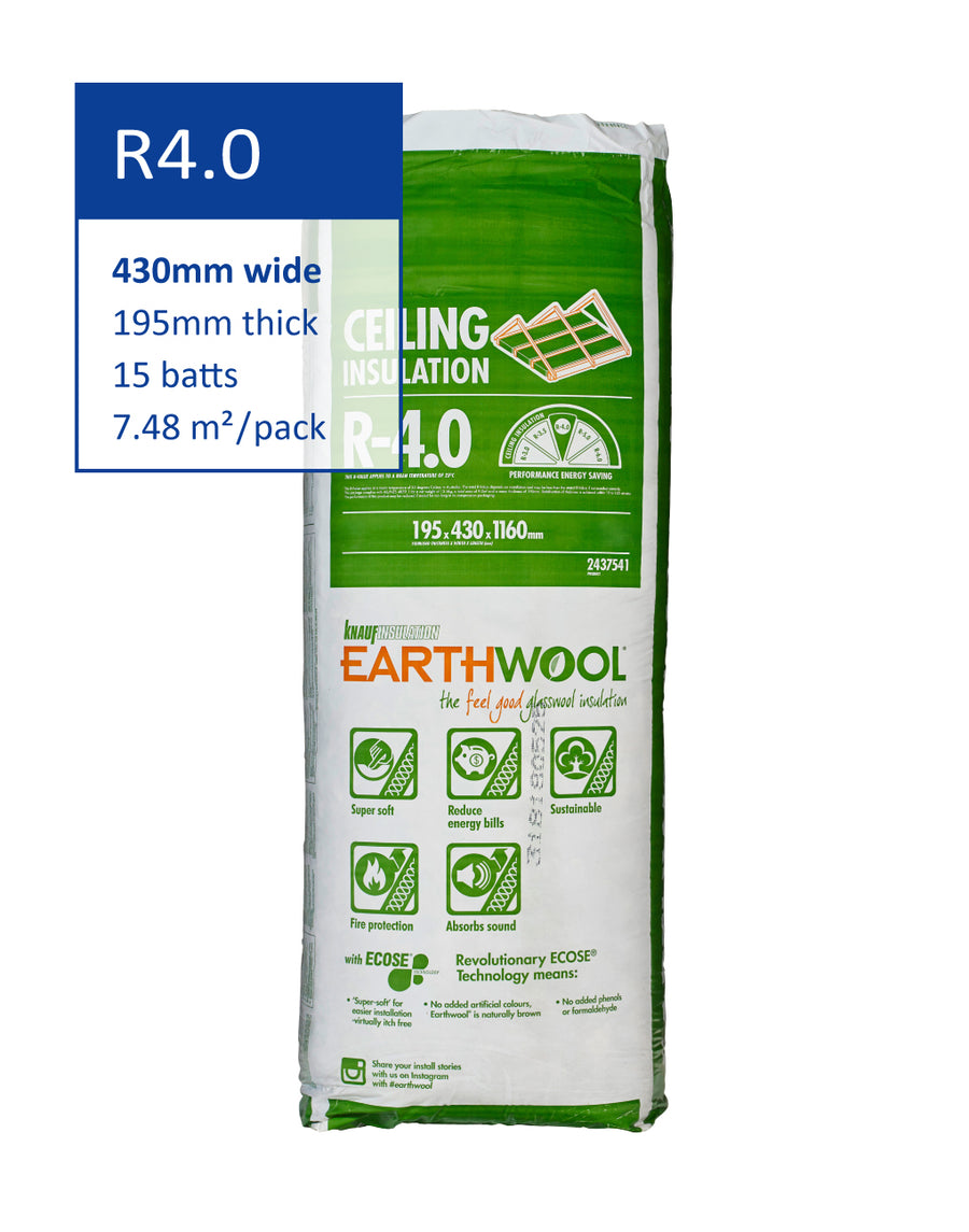 R4.0 Knauf Earthwool Ceiling Insulation Batts