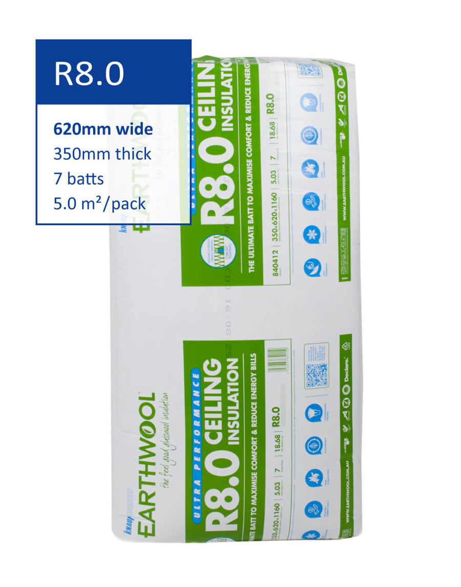 R8.0 Knauf Earthwool Ceiling Insulation Batts