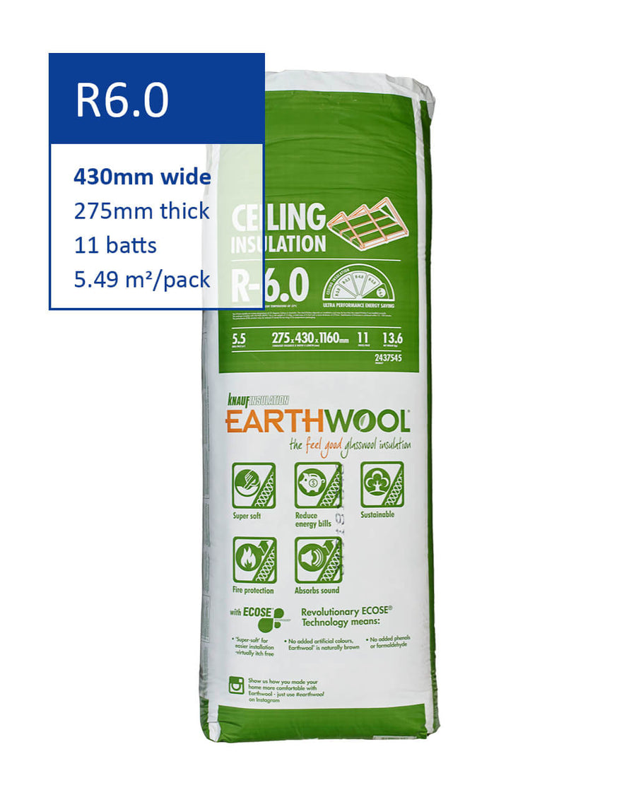 R6.0 Knauf Earthwool Ceiling Insulation Batts