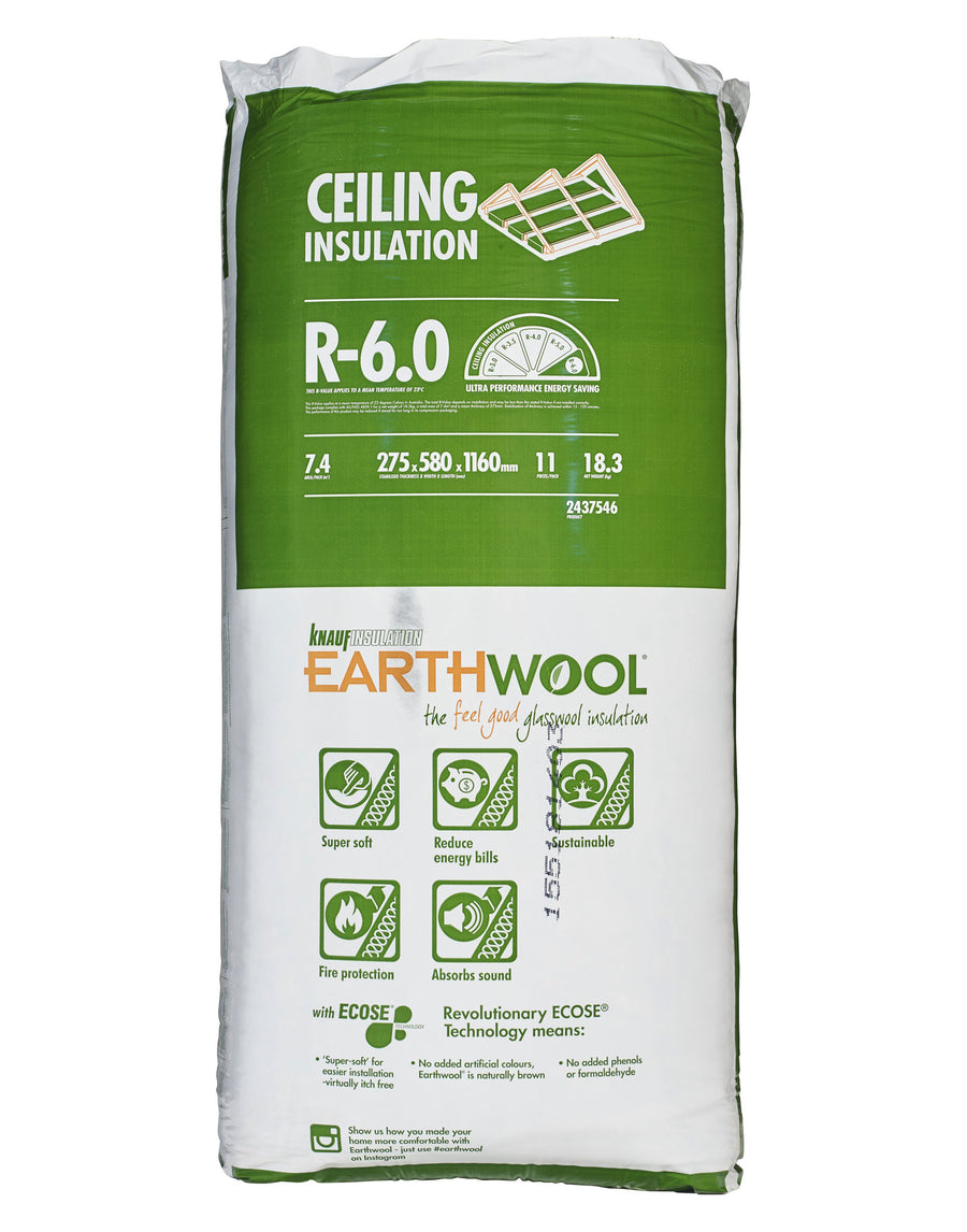 R6.0 Knauf Earthwool Ceiling Insulation Batts