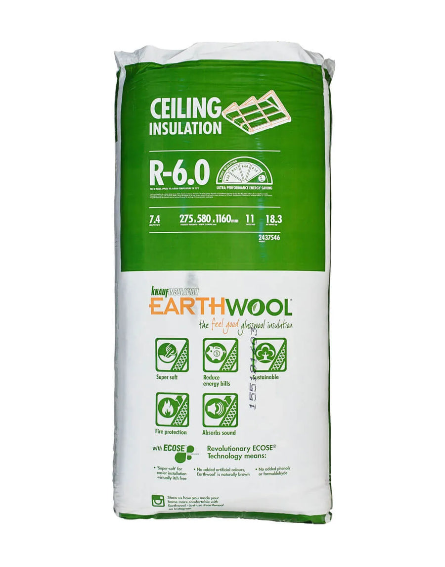 R6.0 Knauf Earthwool Ceiling Insulation Batts