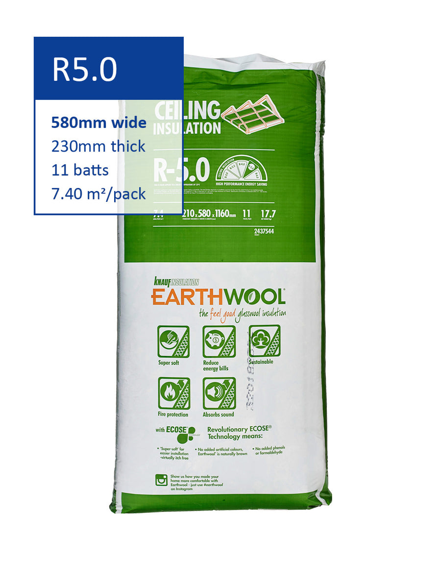 R5.0 Knauf Earthwool Ceiling Insulation Batts
