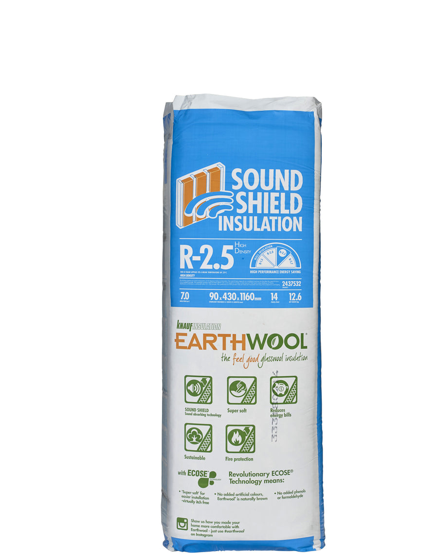 R2.5 Knauf Earthwool Sound Shield Insulation Batts (Suitable for Underfloors)