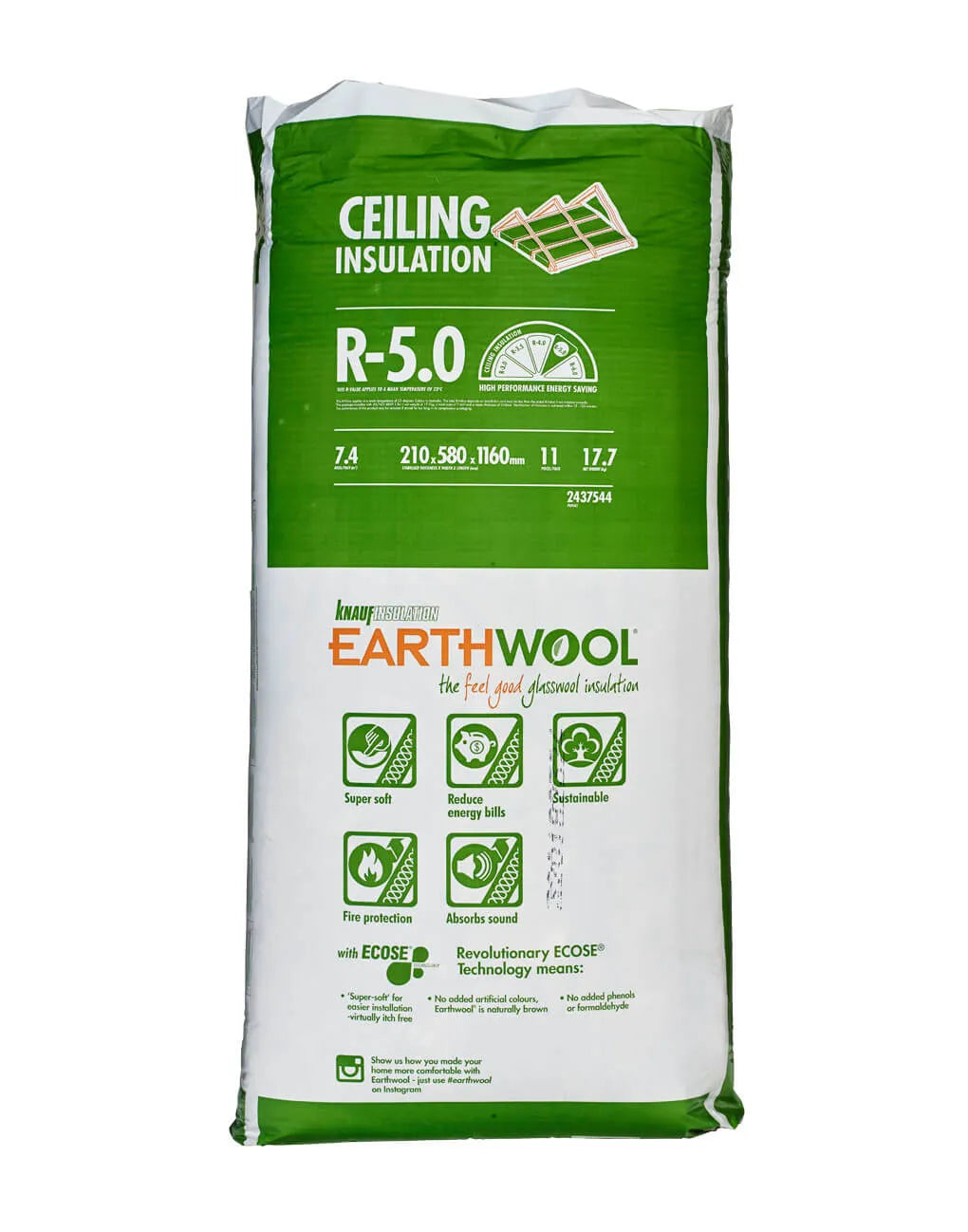 R5.0 Knauf Earthwool Ceiling Insulation Batts
