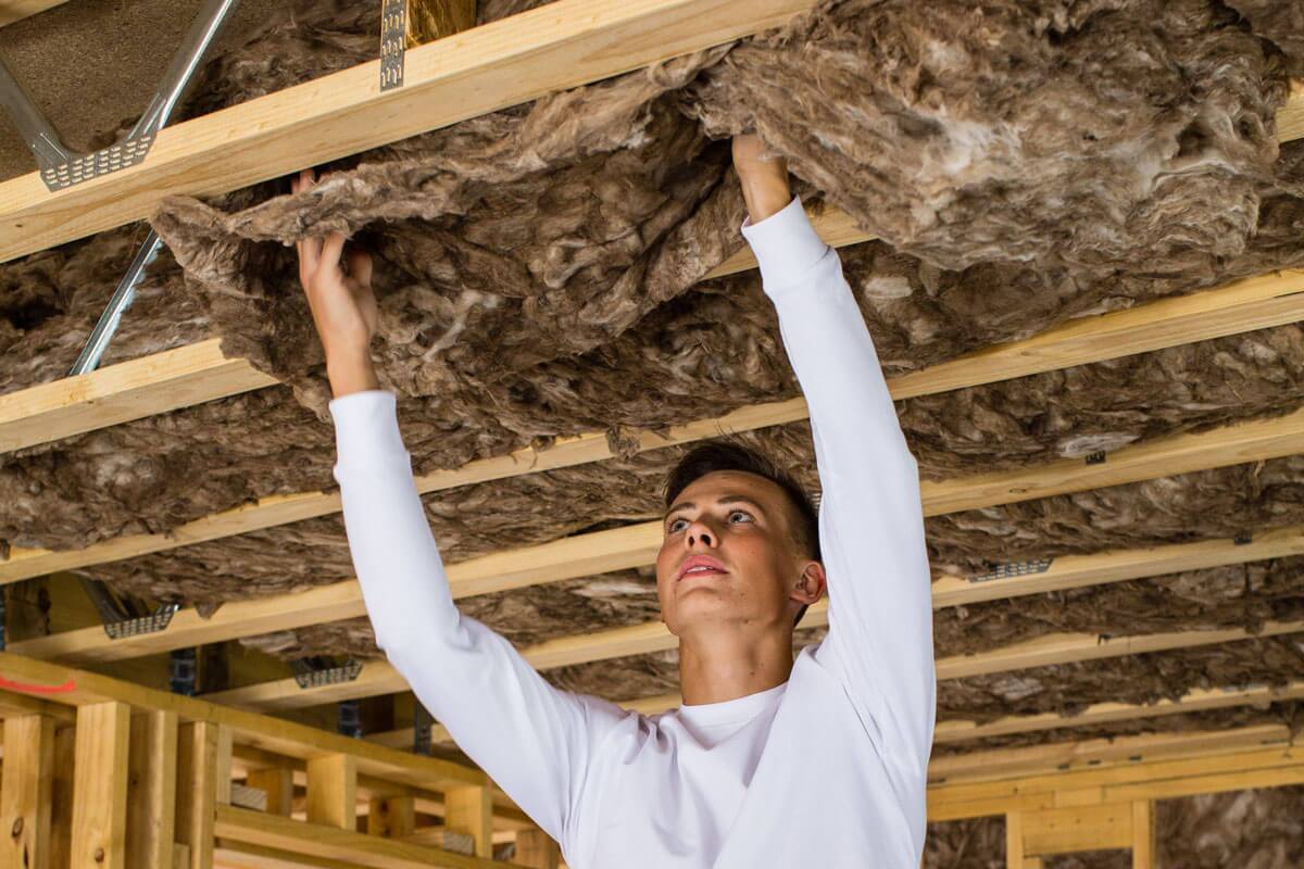Insulating between floors of a double storey home
