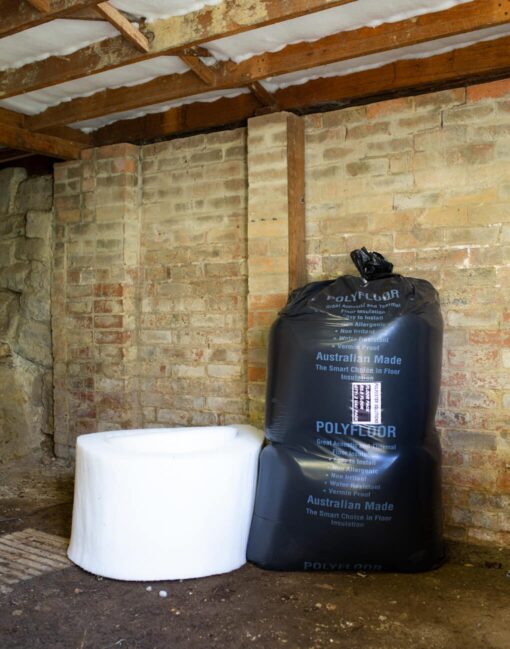 Polyester Underfloor Insulation Roll - Under the house with full bag