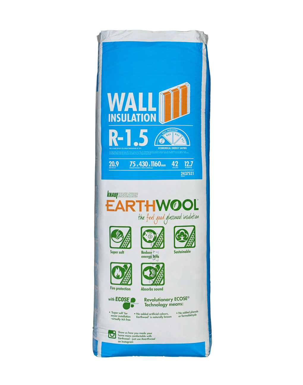 Buy Knauf Earthwool Thermal Wall Insulation Batts