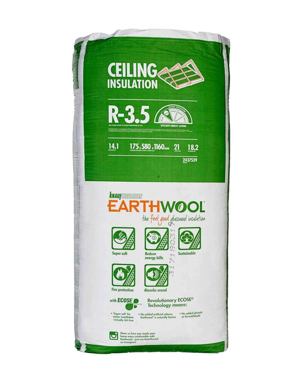 Buy R3.5 Knauf Earthwool Ceiling Insulation Batts