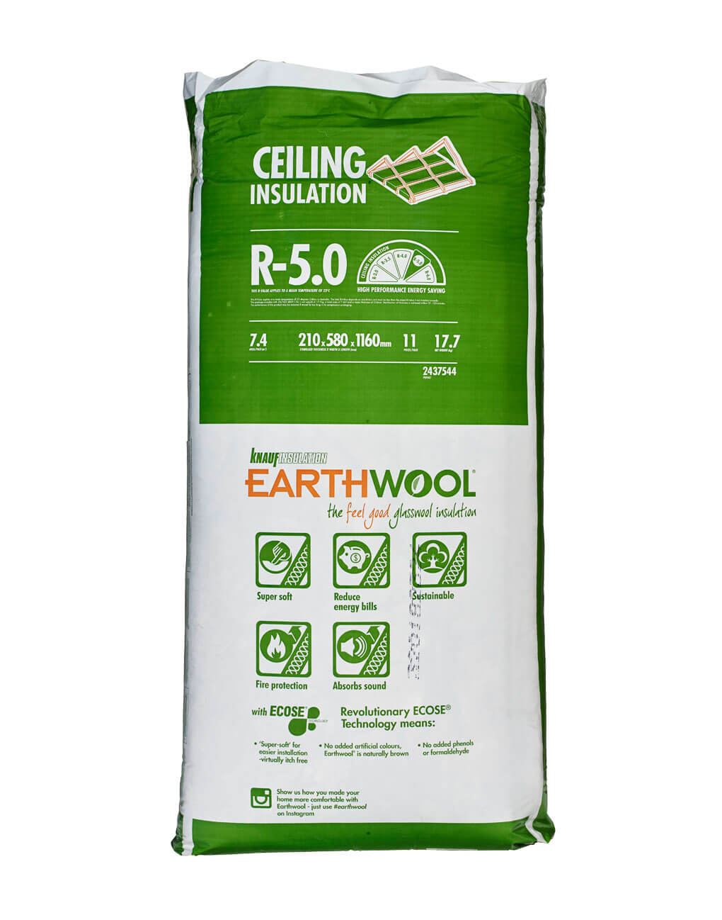 Buy R5.0 Knauf Earthwool Ceiling Insulation Batts