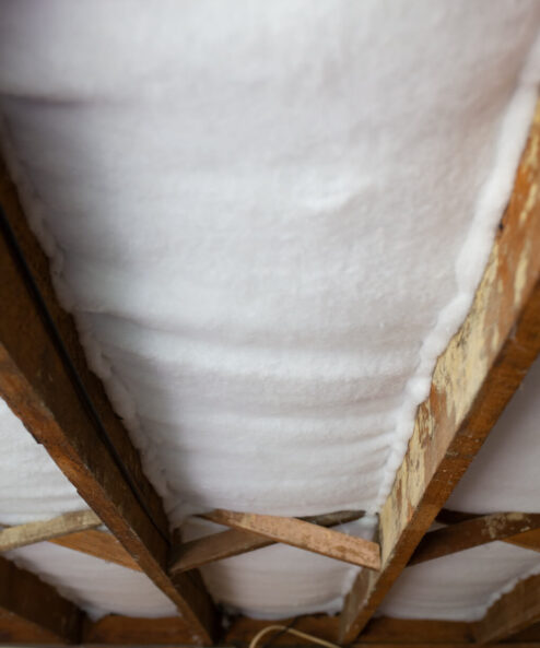Polyester Underfloor Insulation Installed between two joists
